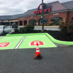 Branded parking stall striping and custom stencil work completed by Davis Line Striping at Redner’s Market in Pottstown, PA. Custom parking space striping for Redner’s pickup area in Pottstown, PA